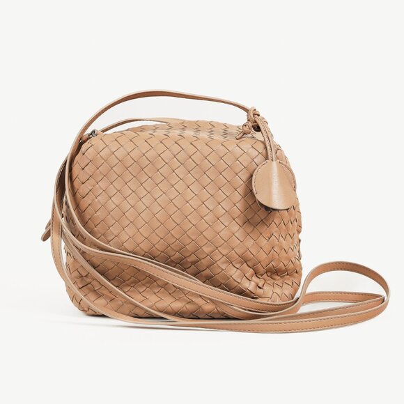 Bottega Veneta Light Brown Intrecciato Leather Box Bag - Picture 1 of 13